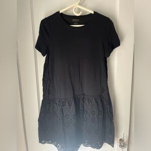 Kate Spade cotton and eyelet ruffled black dress size small